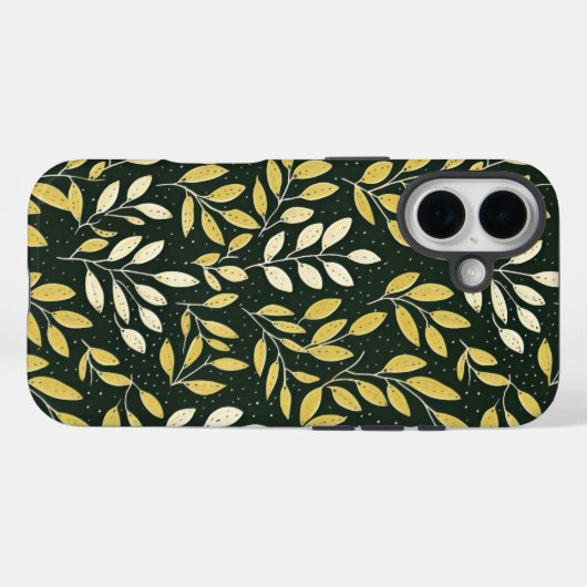 Yellow and Cream Leafy Branches Pattern  Case-Mate iPhone Hülle (Rückseite (Horizontal))
