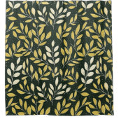 Yellow and Cream Leafy Branches Pattern  Duschvorhang (Vorderseite)
