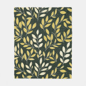 Yellow and Cream Leafy Branches Pattern  Fleecedecke (Vorderseite)