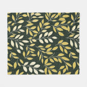 Yellow and Cream Leafy Branches Pattern  Fleecedecke (Vorderseite (Horizontal))