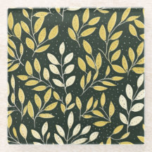 Yellow and Cream Leafy Branches Pattern 