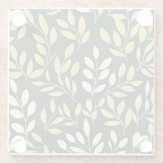 Yellow and Cream Leafy Branches Pattern  Glasuntersetzer (Rückseite)
