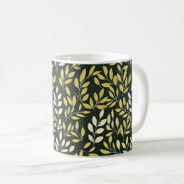 Yellow and Cream Leafy Branches Pattern  Kaffeetasse