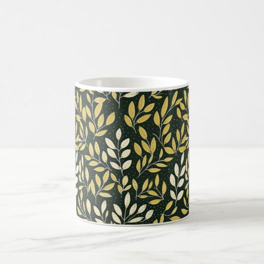 Yellow and Cream Leafy Branches Pattern  Kaffeetasse (Mittel)