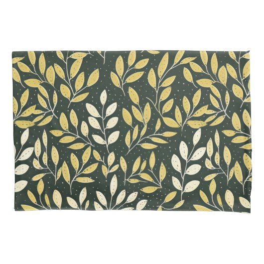 Yellow and Cream Leafy Branches Pattern  Kissenbezug (Vorderseite-Links)