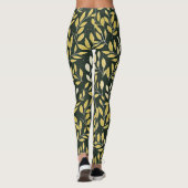 Yellow and Cream Leafy Branches Pattern  Leggings (Rückseite)