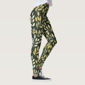 Yellow and Cream Leafy Branches Pattern  Leggings (Rechts)