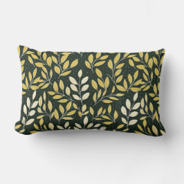 Yellow and Cream Leafy Branches Pattern  Lendenkissen