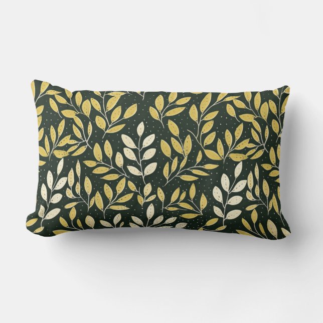 Yellow and Cream Leafy Branches Pattern  Lendenkissen (Vorderseite)