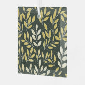 Yellow and Cream Leafy Branches Pattern  Ornament Aus Glas (Vorderseite links)
