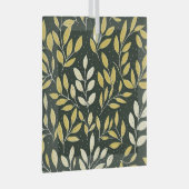 Yellow and Cream Leafy Branches Pattern  Ornament Aus Glas (Vorderseite Rechts)