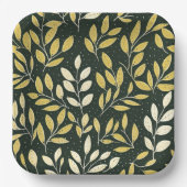 Yellow and Cream Leafy Branches Pattern  Pappteller (Vorderseite)