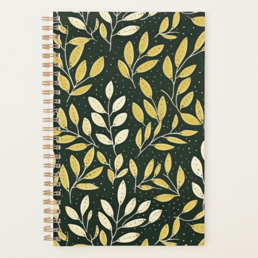 Yellow and Cream Leafy Branches Pattern  Planer (Vorderseite)