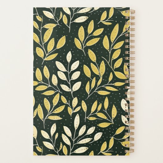 Yellow and Cream Leafy Branches Pattern  Planer (Rückseite)