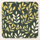 Yellow and Cream Leafy Branches Pattern  Rechteckiger Pappuntersetzer (Vorderseite)