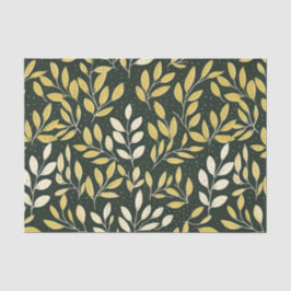 Yellow and Cream Leafy Branches Pattern  Seidenpapier