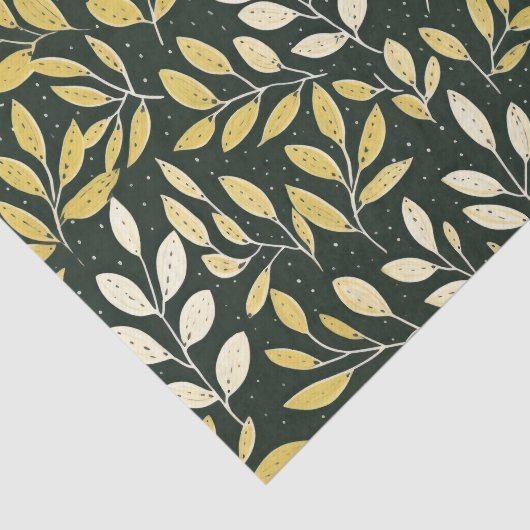 Yellow and Cream Leafy Branches Pattern  Seidenpapier (Ausschnitt)