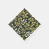 Yellow and Cream Leafy Branches Pattern  Serviette (Ecke)