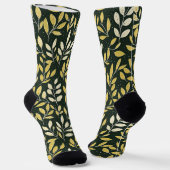 Yellow and Cream Leafy Branches Pattern  Socken (Gewinkelt)