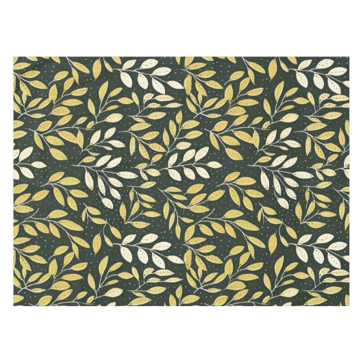 Yellow and Cream Leafy Branches Pattern  Tischdecke (Vorderseite (Horizontal))