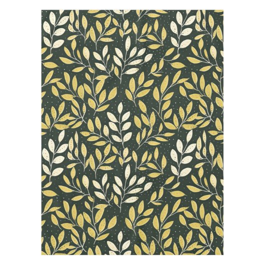 Yellow and Cream Leafy Branches Pattern  Tischdecke (Vorderseite)