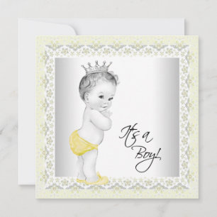 Yellow and Gray Baby Boy Dusche Einladung