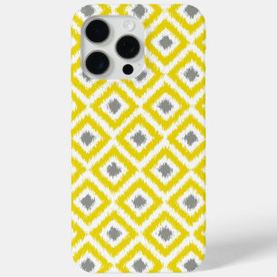 Yellow and Gray Diamond Ikat Muster iPhone 15 Pro Max Hülle