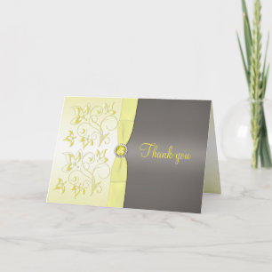 Yellow and Gray floral Danke Karte