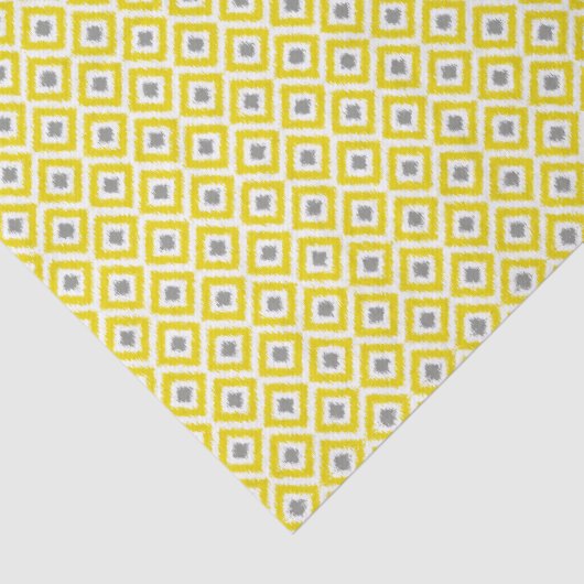 Yellow and Gray Ikat Diamonds Pattern Seidenpapier (Ausschnitt)