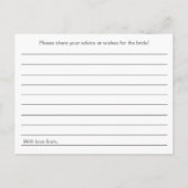 Yellow and Gray Mason Jar Brautparty Advice Hinweiskarte (Rückseite)