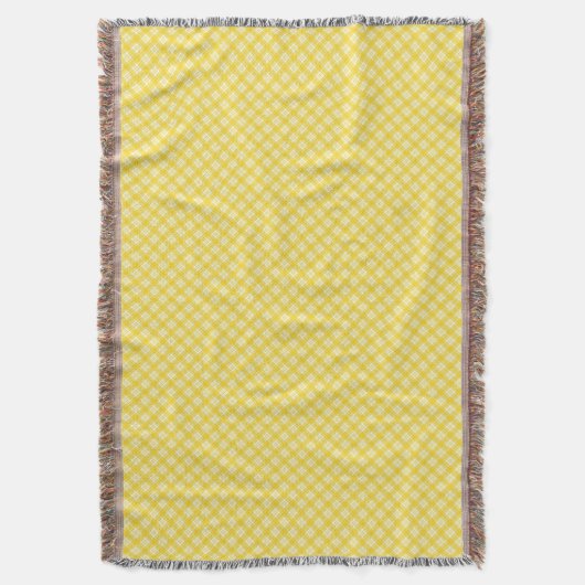 Yellow and gray patterned blanket with fringed decke (Vorderseite Vertikal)