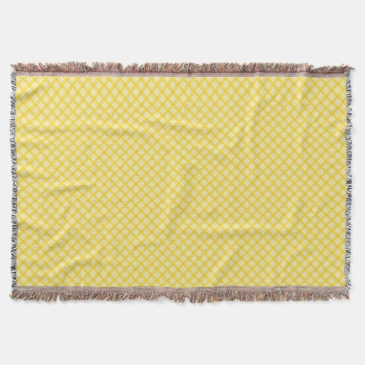 Yellow and gray patterned blanket with fringed decke (Vorderseite)