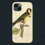Yellow and Green Bird Perched on Little Branch Case-Mate iPhone Hülle<br><div class="desc">This engraved-inspirred print displays sharp,  vivid images with a high degree of color accuracy. The neutral background helps emphasize the colors of the bird. Customize your favorite Zazzle product using this beautiful image.</div>
