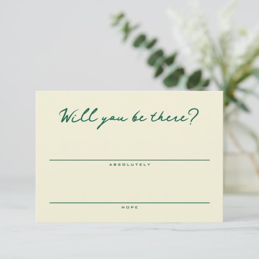 Yellow and Green Simple RSVP Card (Stehend Vorderseite)