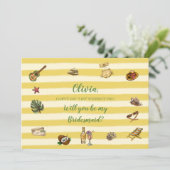 Yellow and Green Summer Bridesmaid Proposal Card Einladung (Stehend Vorderseite)