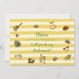 Yellow and Green Summer Bridesmaid Proposal Card Einladung