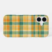 Yellow and Green Tartan Plaid Pattern iPhone 16 Hülle (Rückseite (Horizontal))