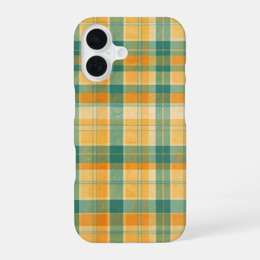 Yellow and Green Tartan Plaid Pattern iPhone 16 Hülle (Rückseite)