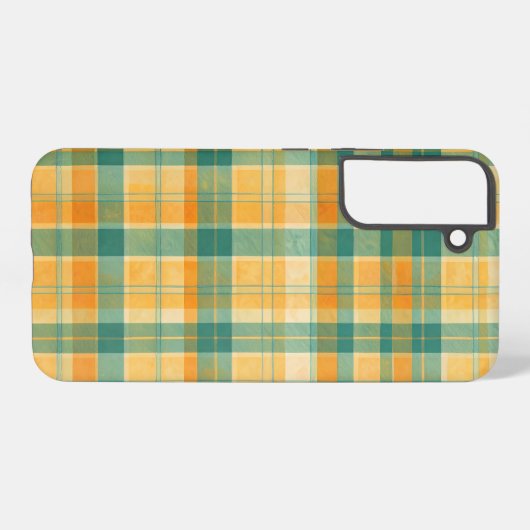 Yellow and Green Tartan Plaid Pattern Samsung Galaxy Hülle (Rückseite (Horizontal))