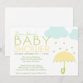 Yellow and Green Umbrella Baby Shower Einladung (Vorne/Hinten)