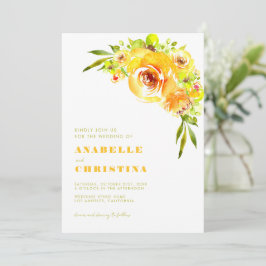 Yellow and Green Watercolor Floral Garden Wedding Einladung