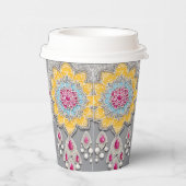 Yellow and grey floral patterns AI art  Pappbecher (Rechts)