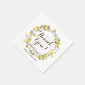 Yellow and Grey Floral Wreath Wedding Vielen Dank Serviette (Ecke)