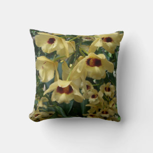 Yellow and Maroon Orchids Elegante Kissen