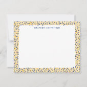 Yellow and Navy Leopard Personal Stationer Card Einladung (Vorderseite)