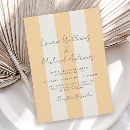 Yellow and Off-White Cabana Stripes Wedding Einladung