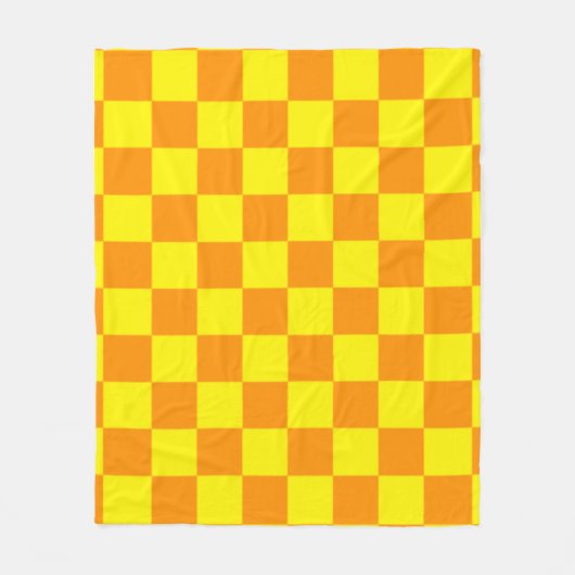 Yellow and Orange Checkered Square Pattern Throw P Fleecedecke (Vorderseite)