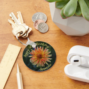 Yellow and Orange Dahlia Happy 50. Geburtstag Schlüsselanhänger