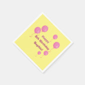 Yellow and Pink Balloon Girl Birthday Party Napkin Serviette (Ecke)