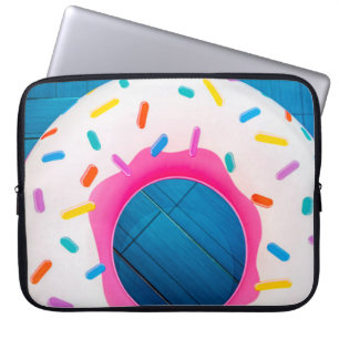 Yellow and pink doughnut floater laptopschutzhülle